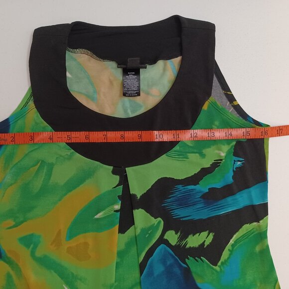 Women's Enfocus Studio Green/Blue/Black Forest Colors Midi Dress Size 4 - Picture 7 of 9